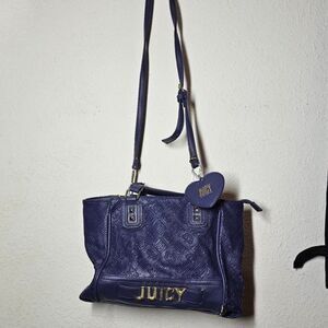 Navy blue juicy couture embossed crossbody shoudler bag